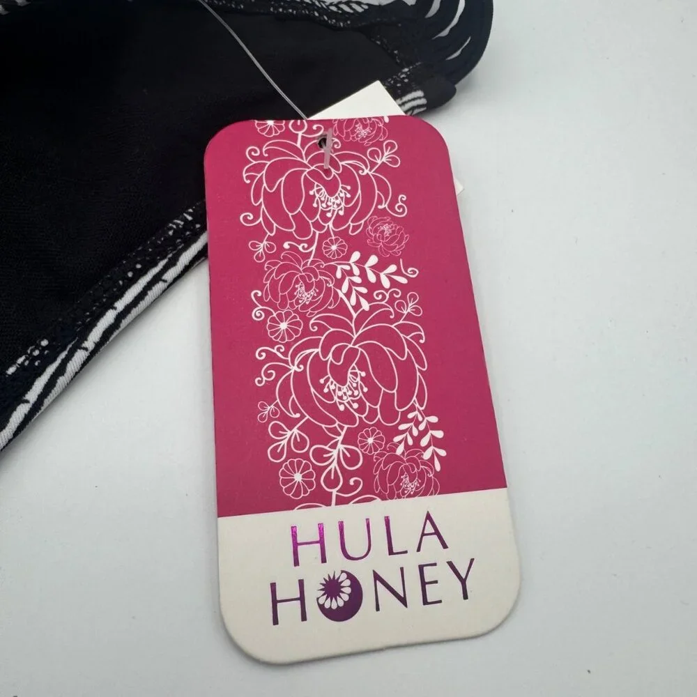 Hula Honey Womens Size L Bikini Bottom Black White Print New With Tags - Picture 3 of 7